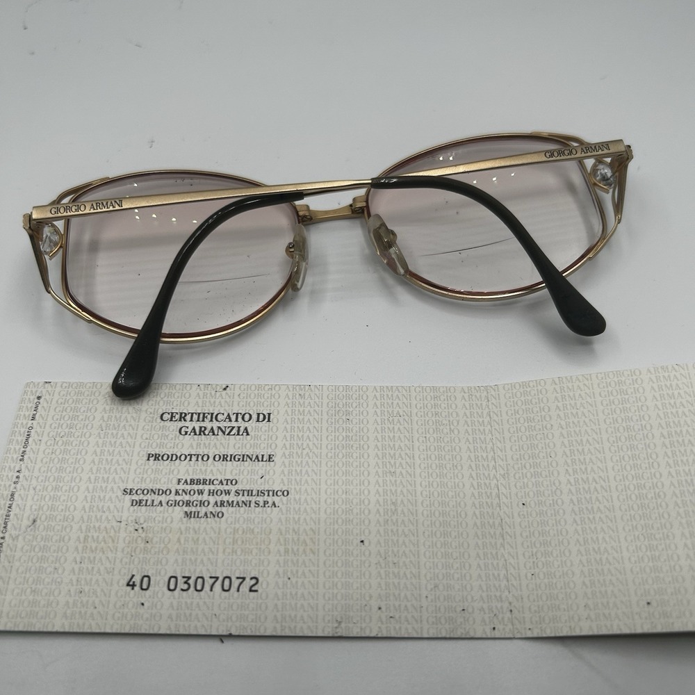 Vintage Giorgio Armani Eyeglasses 206 703 55 17‎ Gold Oval Frame Italy w/ Case - Picture 2 of 7